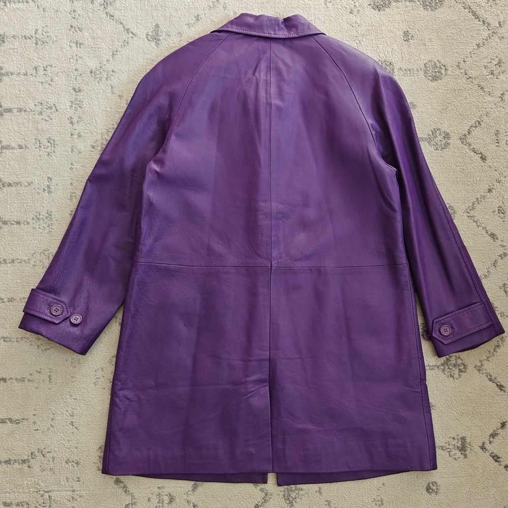Vintage Purple Leather Jacket Utility Women's Medium Newport News Trench Coat - Picture 4 of 8
